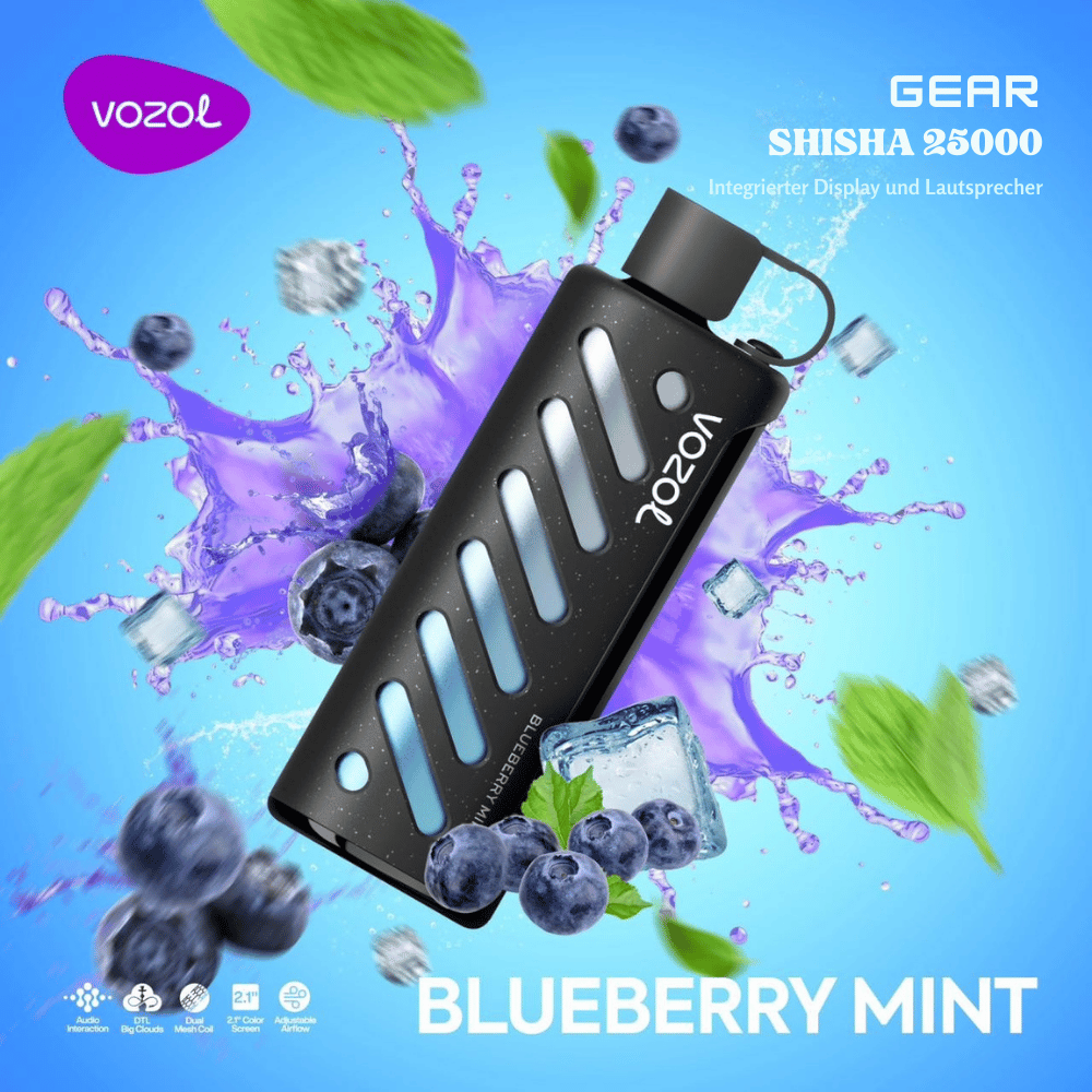 Vozol Vape - 25K Vape -Big Puff -Blueberry Mint - Vozol